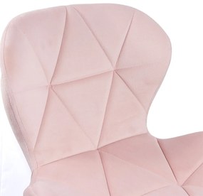Scaun birou copii din catifea cu bază metalica cromată rotativ OFF 334 roz