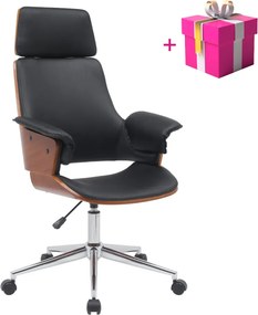 Scaun birou, negru / nuc, HEKTOR