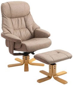HOMCOM Fotoliu de Relaxare cu Taburet, Rotativ 360°, Înclinabil 135°, Husă Respirabilă, 78 x 82,5 x 109 cm, maro | Aosom Romania