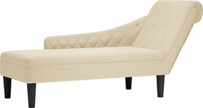 vidaXL Șezlong cu pernă și cotieră dreaptă, crem, textil