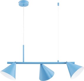 Lustră suspendată pe cablu ZELTA 3xE27/15W/230V, albastru
