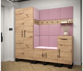 Set mobilier pentru hol Amanda 1 (Stejar artisan + roz). 1085858