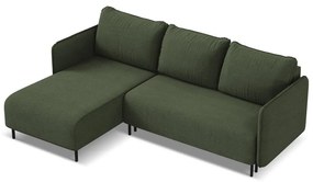 Colțar verde extensibil/cu spațiu de depozitare (cu colț pe partea stângă) Luana – Makamii