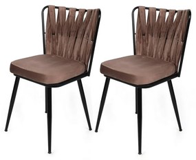 Set de scaune de sufragerie Kusakli Light Brownand Black, 2 buc., 2 buc.