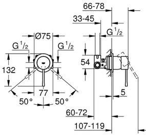 Baterie dus incastrata Grohe Essence auriu periat Cool Sunrise cu corp ingropat