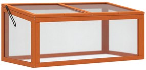 Outsunny Seră din Lemn și Policarbonat 90 x 46 x 40 cm Seră cu acoperiș impermeabilă pentru plante de grădină Pat de plantare Portocaliu | Aosom Romania