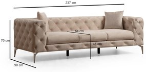 Canapea Fixa Chester cu 3 locuri Clyburn, 237 x 90 x 73 cm
