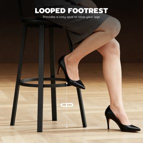 HOMCOM Set de 2 Scaune de Bar Captușite cu Spătar și Suport pentru Picioare - Maro Rustic și Negru | Aosom Romania