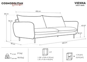 Canapea Cosmopolitan Design Vienna, 230 cm, gri deschis