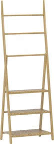 HOMCOM Raft Baie Pliabil pentru Prosoape cu 3 Rafturi și 3 Bare, 53,5x30x153 cm, Lemn Natural | Aosom Romania