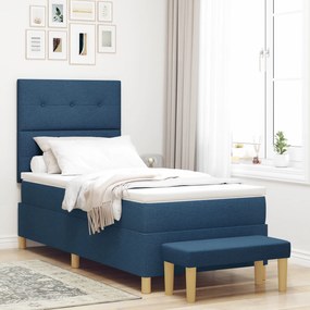 vidaXL Pat cu saltea și bancă Albastru 100x200 cm Fabricat