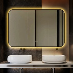 🪞 Oglindă LED cu Touch și Funcție Dezaburire – Ramă Negru, 120x80 cm, Model J187-12080 Smack