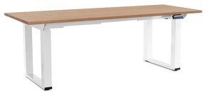 Masă înălțime reglabilă OfficeTech Strong 200 x 80 cm, picioare albe, stejar