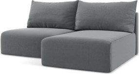 Colțar gri extensibil/cu spațiu de depozitare cu tapițerie din catifea (cu colț pe partea dreaptă/cu șezlong) Kalena – Makamii