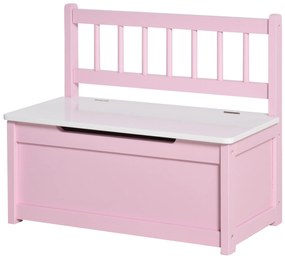 HOMCOM Cufăr pentru jucării copii bancă de depozitare capac rabatabil și balamale de siguranță 60 x 30 x 50 cm roz | Aosom Romania