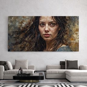 Tablou Canvas, 80x160cm, Dormitor si Living, Femei, Porterete, Darkhaired Woman Portrait