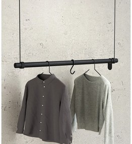 Cuier de perete negru din lemn de stejar 110 cm Swing L – LIND DNA