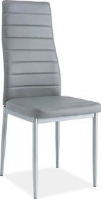 Scaun tapitat H261, gri/aluminiu, piele ecologica/metal, 40X38X96 cm