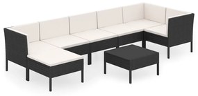 3094412 vidaXL Set mobilier de grădină cu perne, 8 piese, negru, poliratan