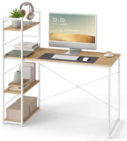 Birou MAX 4.0 SONOMA cu raft și picioare albe 120x44 cm