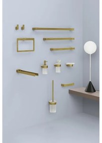 Gedy - Suport de săpun de perete PIRENEI sticlă lăptoasă/auriu mat