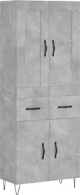vidaXL Dulap înalt, gri beton, 69,5x34x180, lemn compozit