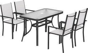 Outsunny Set de Prânz Grădină cu Orificiu pentru Umbrelă, Masă, Scaune pentru 4, Gri Deschis | Aosom Romania