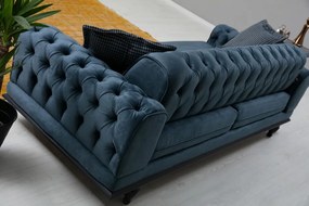 Canapea Extensibilă cu 3 Locuri Arredo Capitone, Albastru Marin