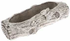 Ghiveci din beton Trunchi cu fluture, 29,5 x 8 x11 cm
