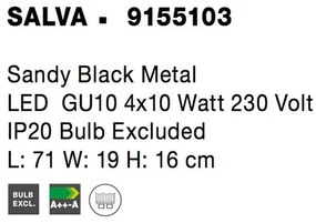 Plafoniera cu 4 spoturi directionabile SALVA negru NVL-9155103