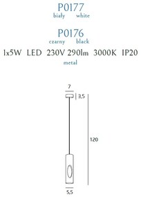 Pendul LED design modern Golden alb P0177 WH MX