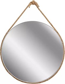 Oglinda rotunda Rea Loft 60 cm alb cu franghie maro