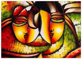 Tablou - Pictură în ulei, chipuri abstracte (70x50 cm)