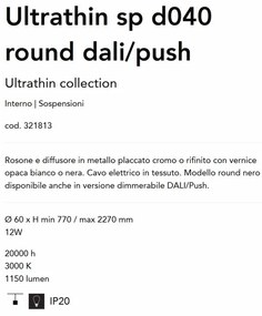 Pendul LED design minimalist modern Ultrathin sp d040 round dali/push