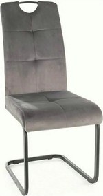 Scaun AXO, gri/negru, stofa catifelata/metal, 43x47x101 cm