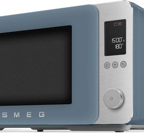 Cuptor cu microunde combinat cu aer cald SMEG Collezione MOC02SBMEU, 900 W, 27 l, 25 de programe, închidere lentă, setări personalizate, albastru