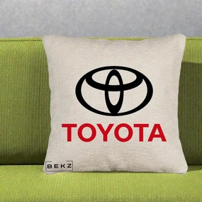 Perna Personalizata cu emblema Toyota, 40x40 cm, Bej Canapea, Husa Detasabila, Perna Inclusa, BEKZ®
