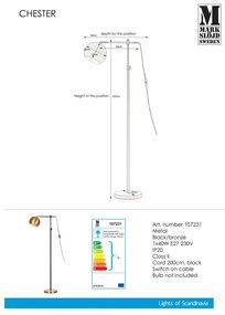 Markslöjd 107231 - Lampadar CHESTER 1xE27/40W/230V negru/bronz