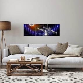 Tablou - Fotbaliști în săritură (cu ceas) (90x30 cm)