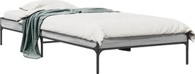 vidaXL Cadru de pat, gri sonoma, 90x190 cm, lemn prelucrat și metal