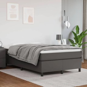 3144600 vidaXL Pat box spring cu saltea, gri, 120x200 cm, piele ecologică