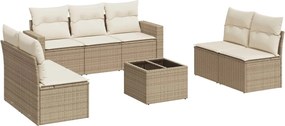 vidaXL Set canapele de grădină, 8 piese, cu perne, bej, poliratan