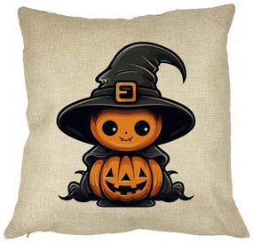 Perna Decorativa cu motiv de Halloween 1, 40x40 cm, Husa Detasabila, Burduf