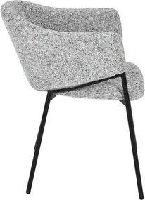 Set de 2 scaune aspect retro, Metal Negru, Chenille Gri, NOBLESSE A-47577 VC