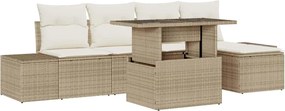 vidaXL Set de canapele pentru grădină 6 pcs Bej Rattan poli