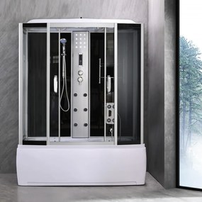 Cadă de baie cu hidromasaj Emilia 170 cu electronică, neagră