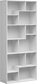 Biblioteca TETRIX, alb lucios, PAL melaminat, 88x34x198 cm
