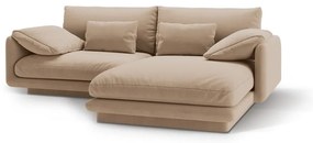 Colțar bej cu tapițerie din catifea (cu colț pe partea dreaptă/cu șezlong) Torino – Micadoni