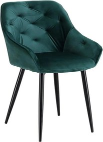 Scaun K487, verde inchis/negru, stofa catifelat/metal, 56x65x81 cm