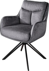 Set de 2 scaune pivotante, metal negru, catifea gri grafit, PROMETHEUS